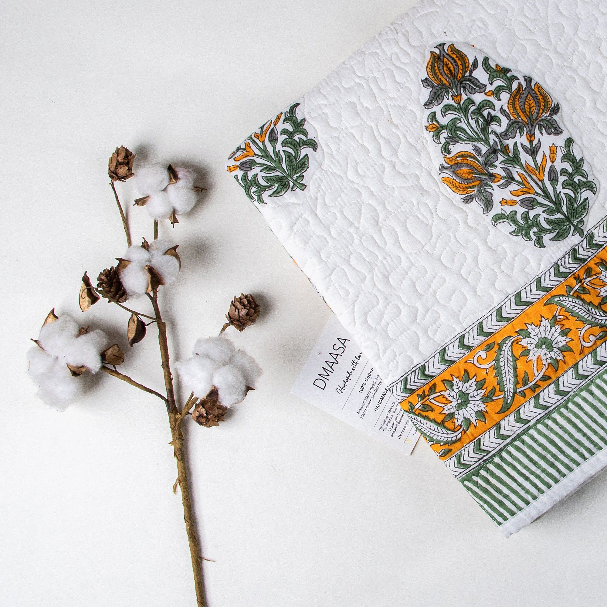 Premium Yellow Floral Hand Printed Soft Cotton Baby Blankets 121